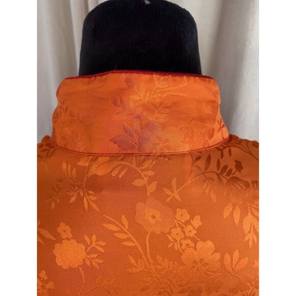 BLOOMINGDALES VINTAGE SILKY ORANGE/RED PAJAMA TOP /JACKET - Picture 7 of 9